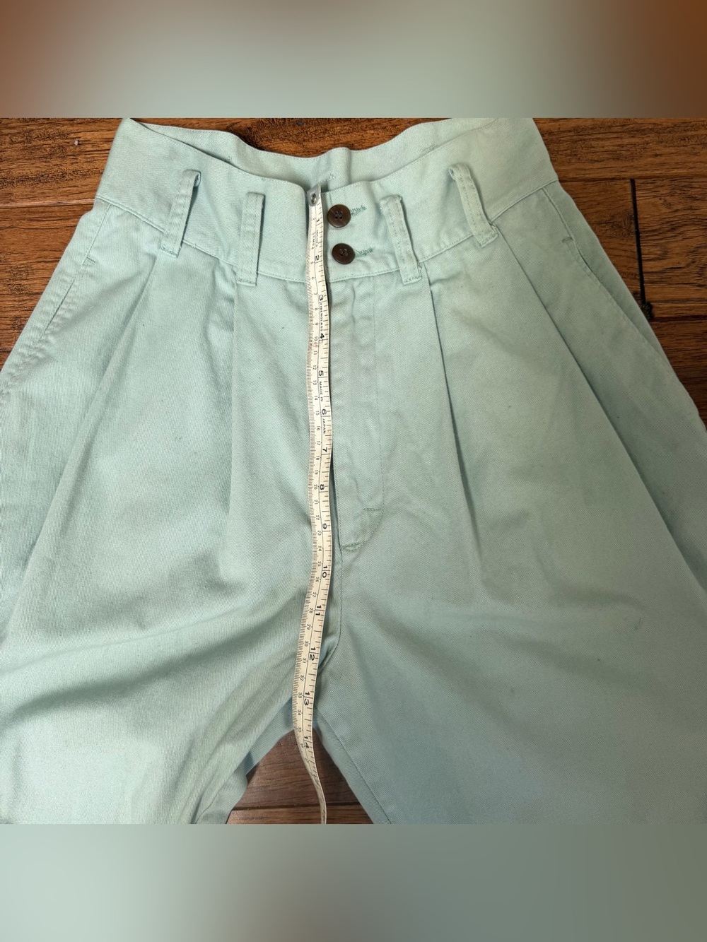 Vintage Mint Green High-Waist Pleated Pants